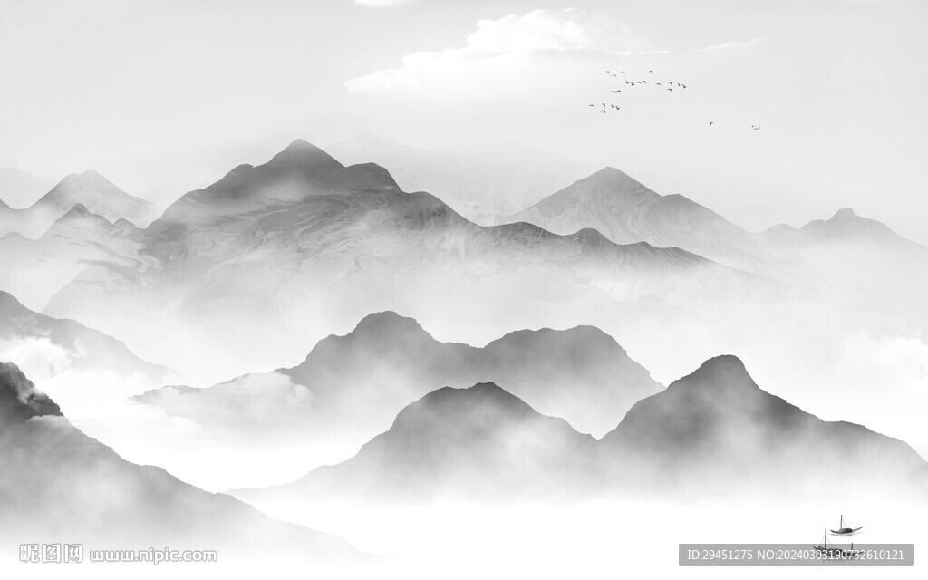 簡(jiǎn)約 灰色中式山水 TIF分層