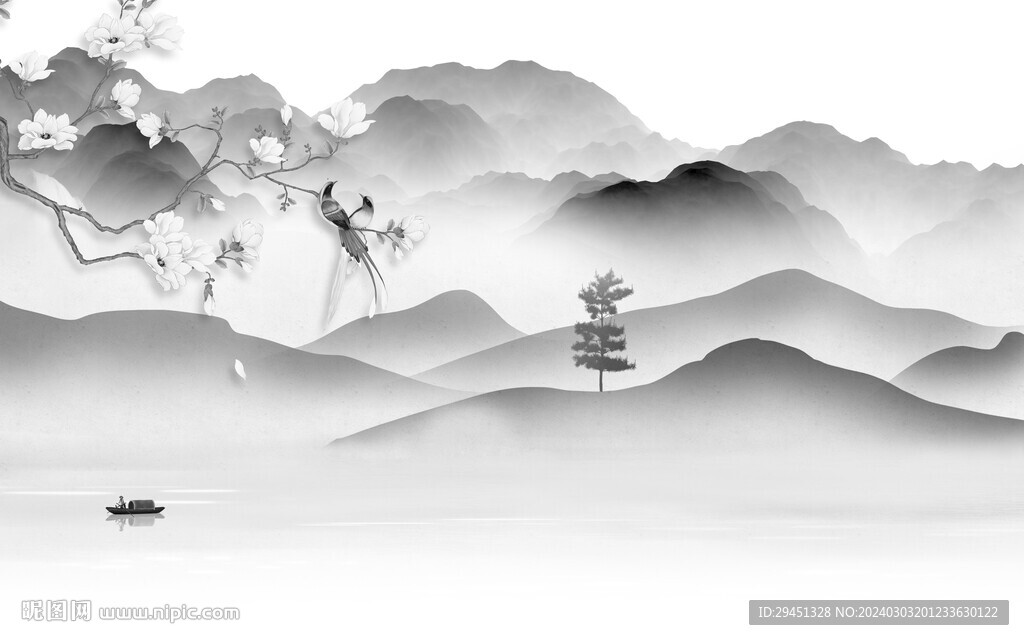 高檔 新款灰色山水 TIF分層