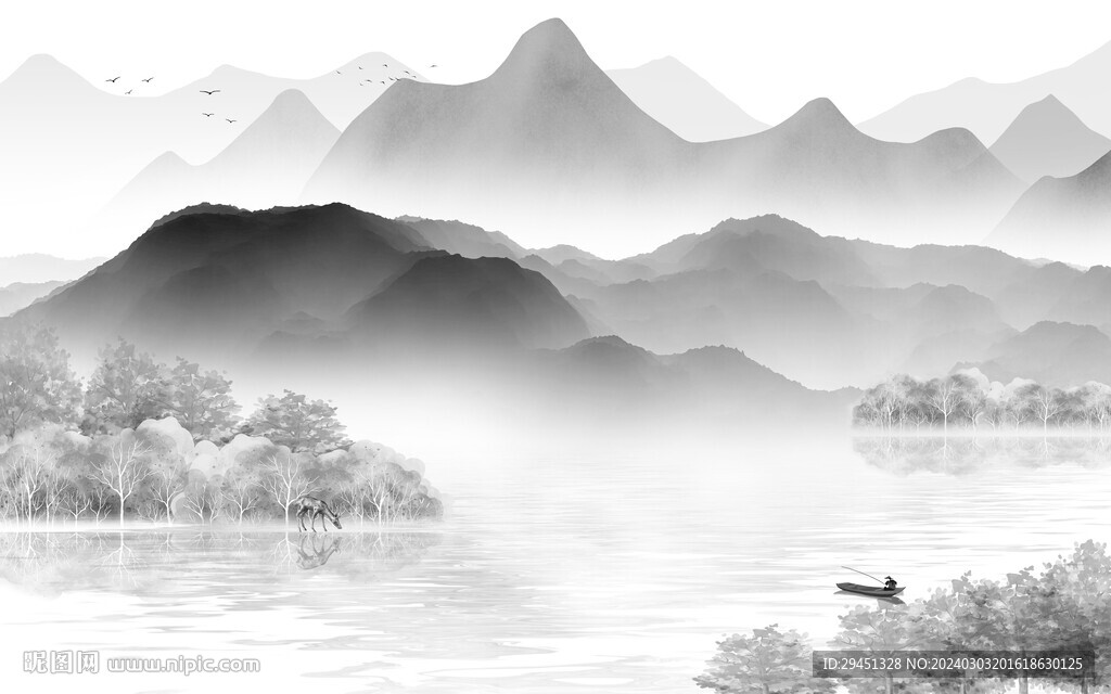大氣 新款灰色山水 TIF分層