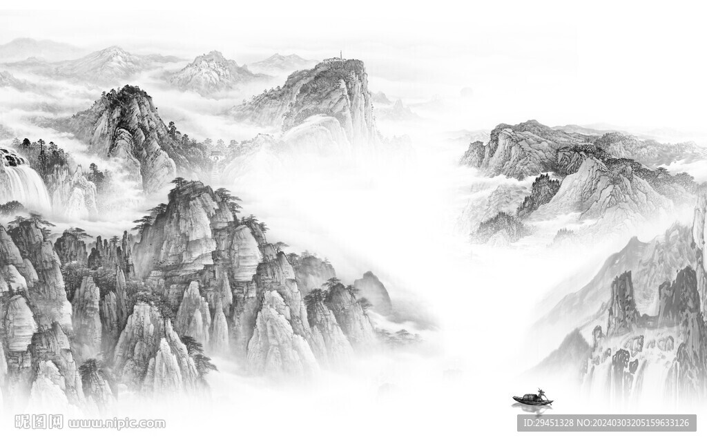 簡約 灰色新山水圖 TIF分層