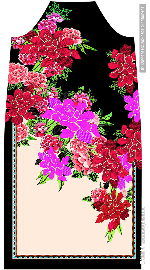 手绘数码印花花朵