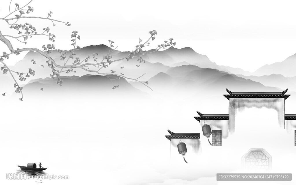 高檔 中式灰色山水 TiF分層