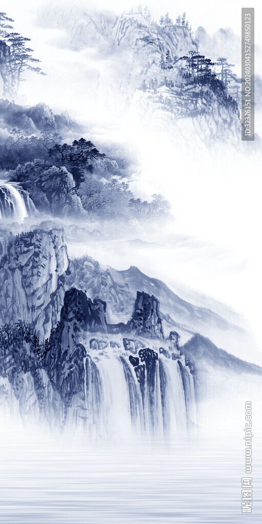 藍色 高端山水玄關 TIF分層