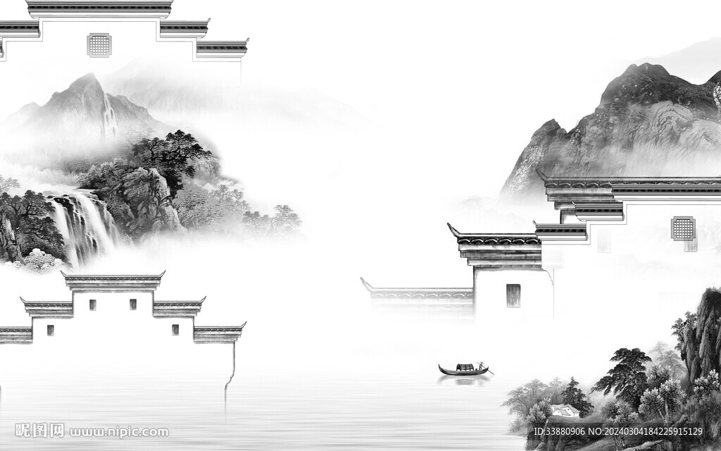 人氣 灰色素雅山水 TiF分層