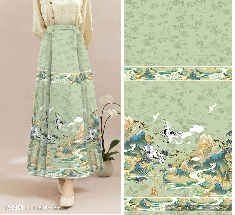 馬面裙數碼印花定位花花型圖案
