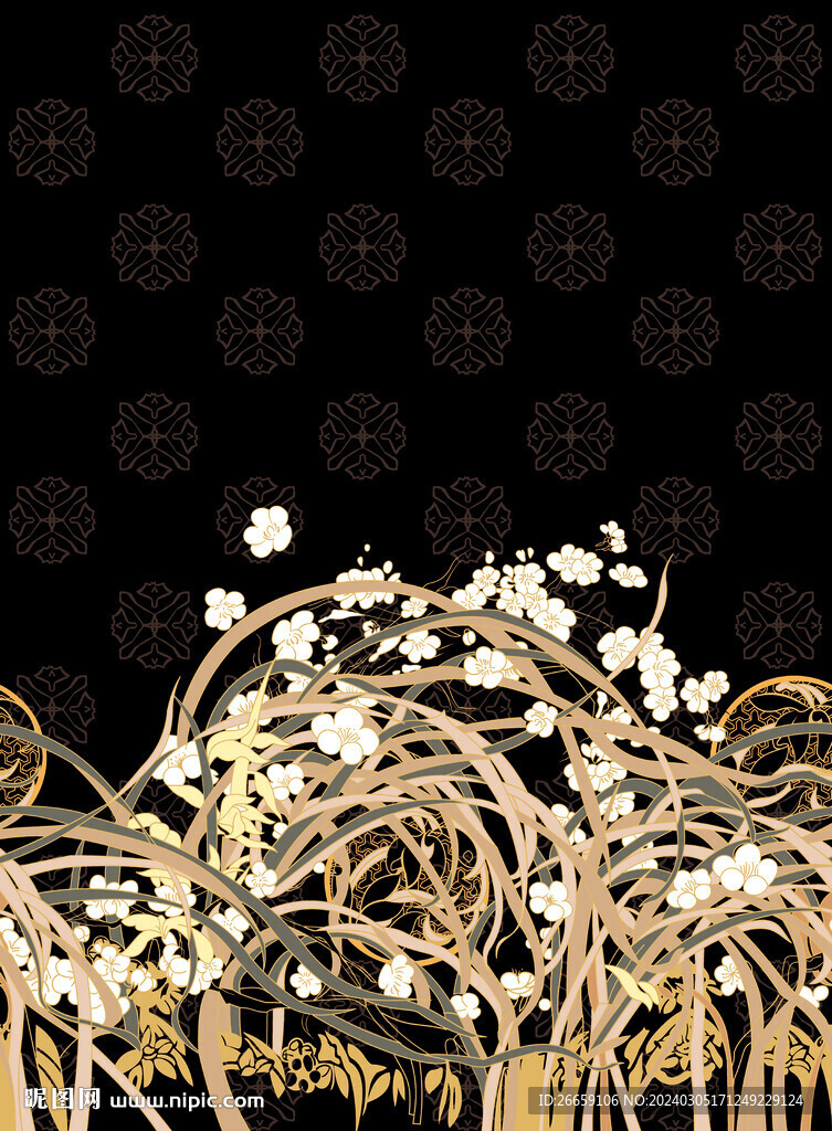 馬面裙數(shù)碼印花定位花花型圖案