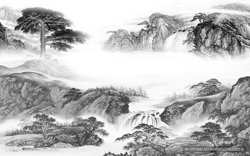 灰色 意境高清山水 TiF分層