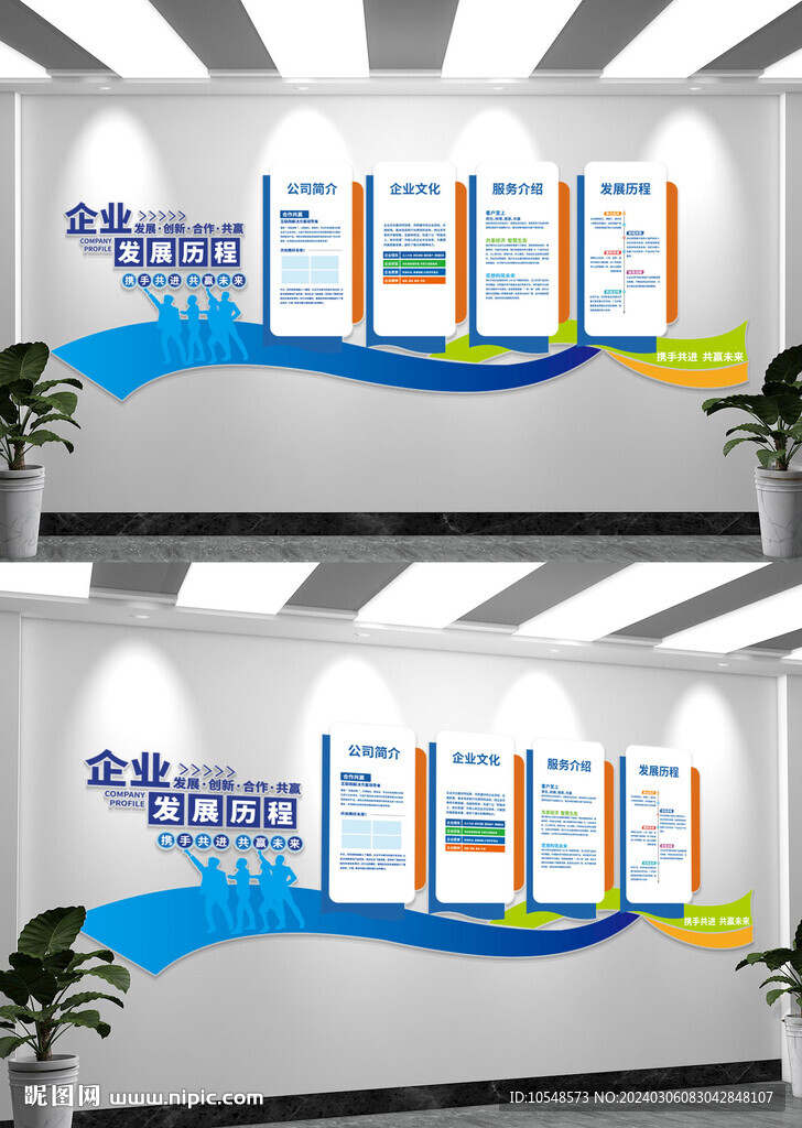 藍(lán)色企業(yè)發(fā)展歷程企業(yè)文化墻