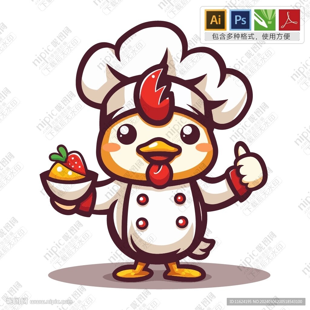 厨师鸡竖起大拇指