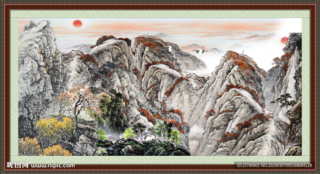 瀑布風(fēng)景畫 