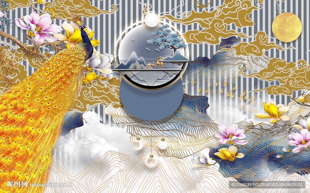 新中式背景墻 中 