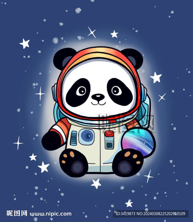 卡通宇航員熊貓