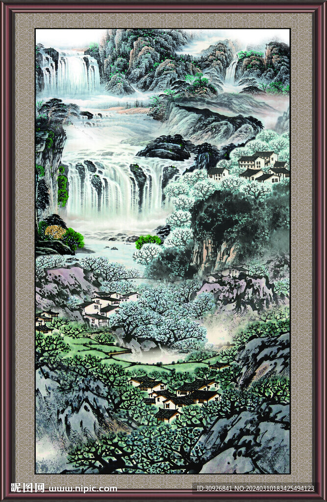 瀑布風景畫 
