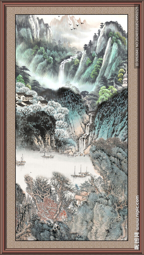 瀑布風(fēng)景畫 