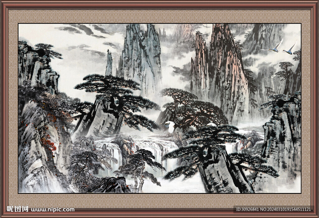 瀑布風(fēng)景畫 
