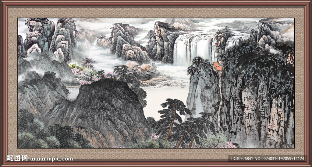 瀑布風(fēng)景畫(huà) 