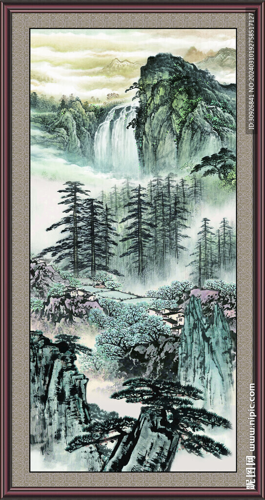 瀑布風景畫 