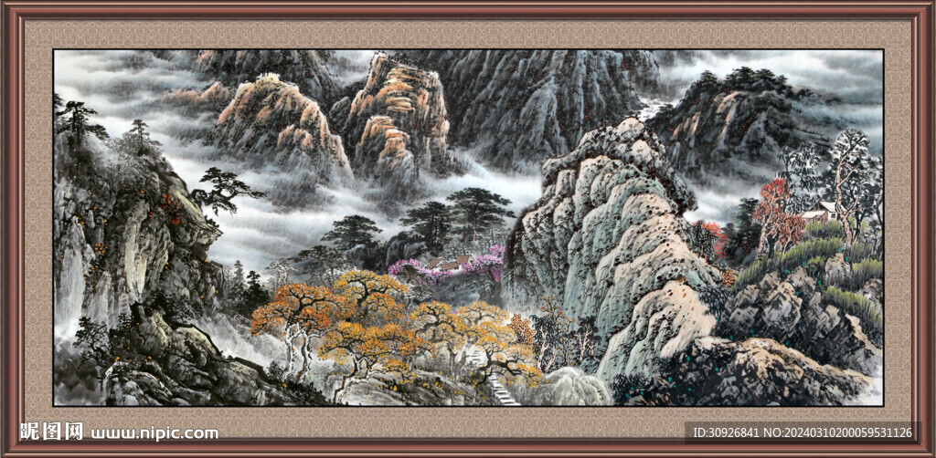 長幅國畫山水 