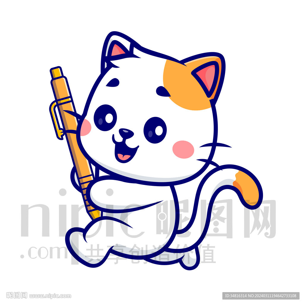 可愛卡通運動跑步小貓咪