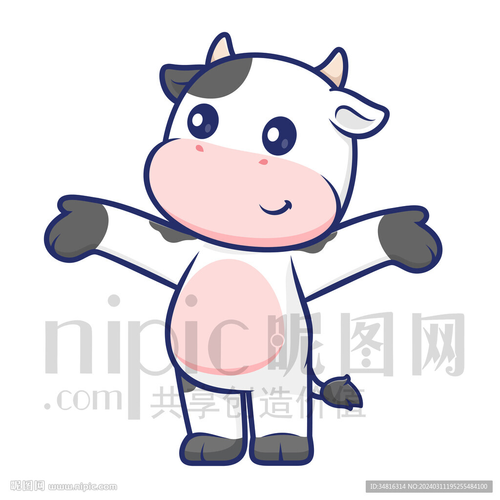 可爱卡通小动物小奶牛