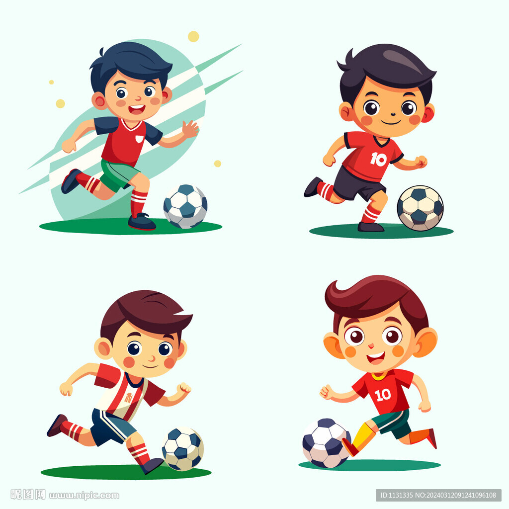 热爱运动踢足球的小男孩