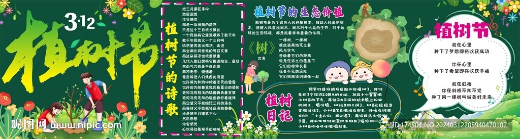 学校植树节黑板报