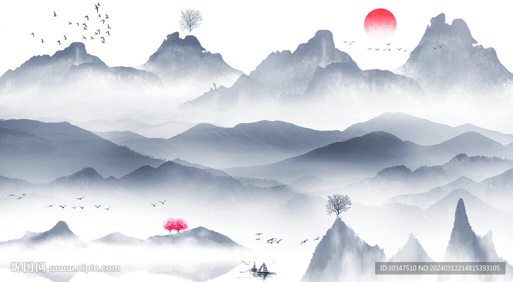 水墨山水風(fēng)景畫(huà)