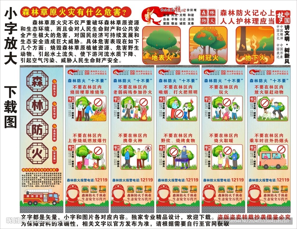 森林防火海報展板掛畫文化宣傳