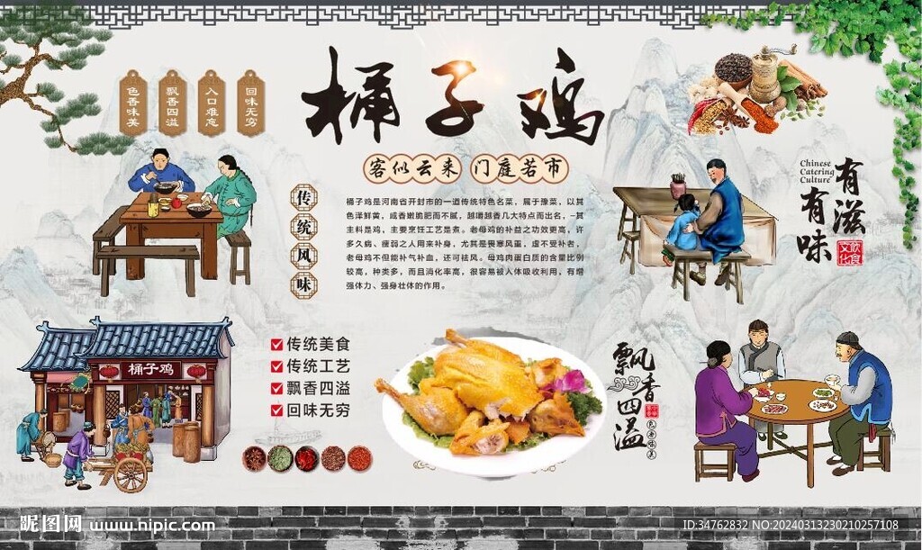 桶子雞背景墻