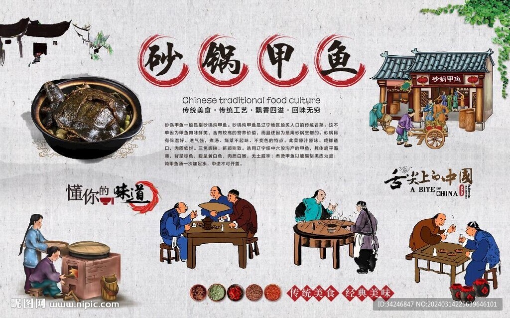 砂鍋甲魚背景墻