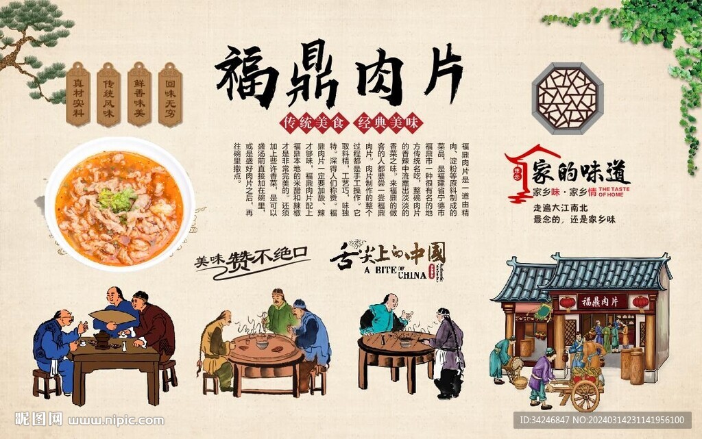 福鼎肉片背景