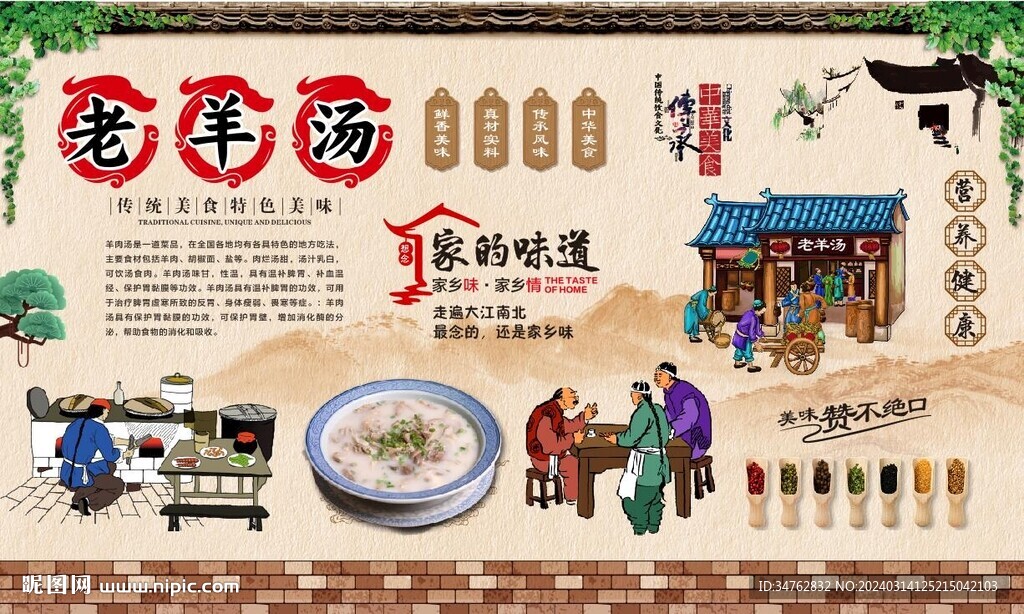 老羊湯背景墻 