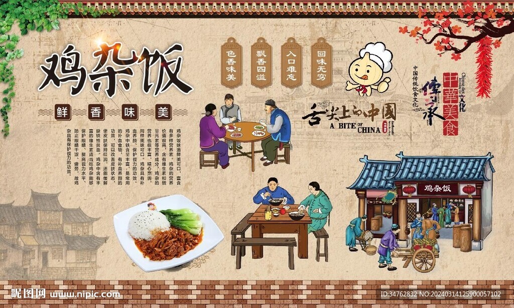 雞雜飯背景