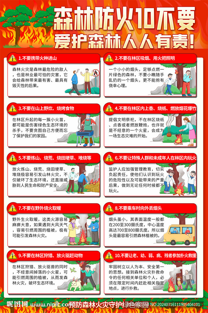 森林防火十不要海報