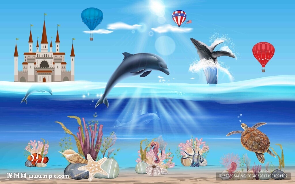 卡通兒童房背景墻 