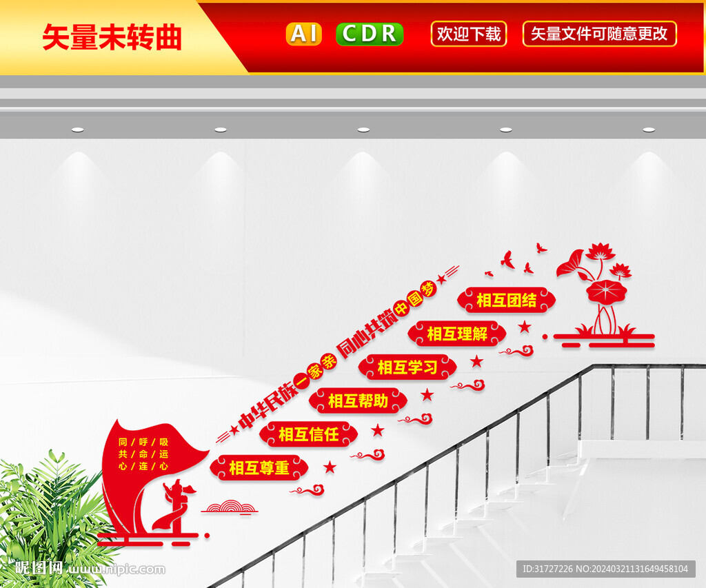 民族團(tuán)結(jié)樓梯文化墻