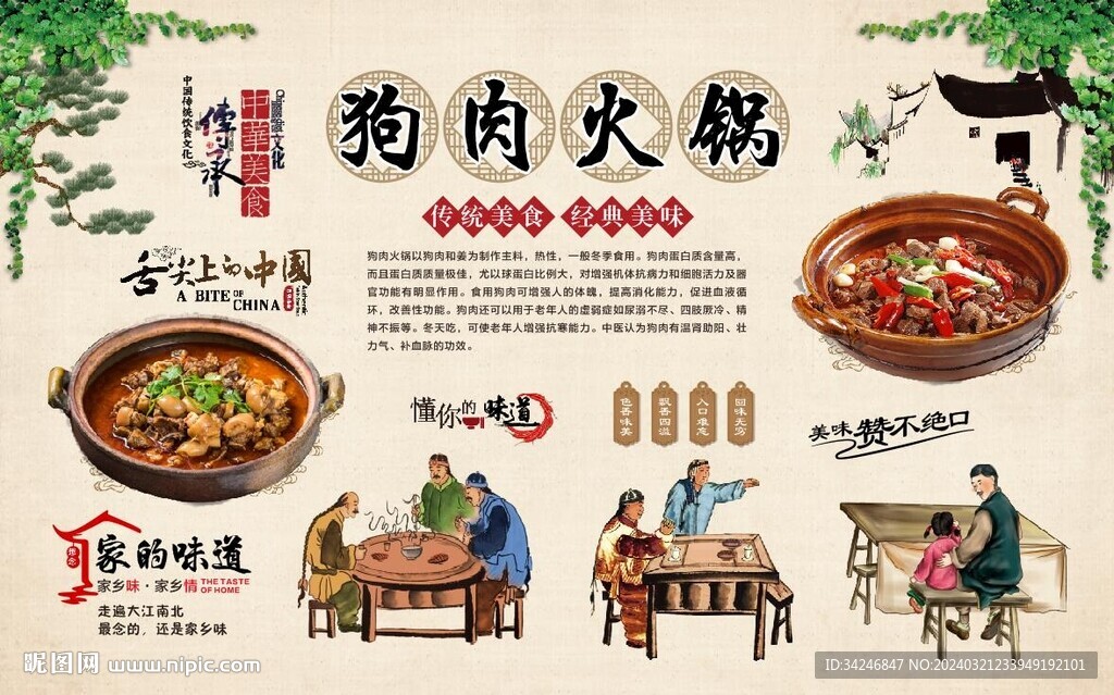 狗肉火鍋背景墻