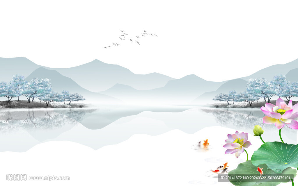 新中式水墨石紋山水背景