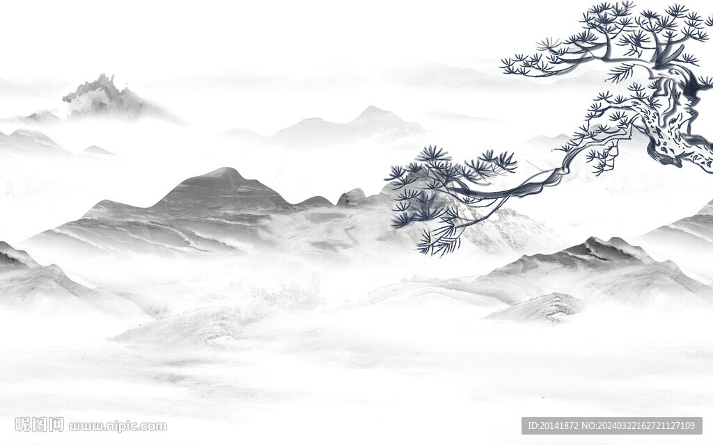新中式水墨石纹山水背景