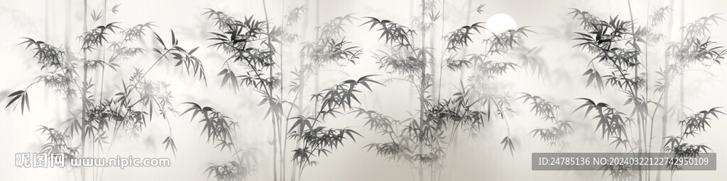 新中式巨幅水墨竹子背景