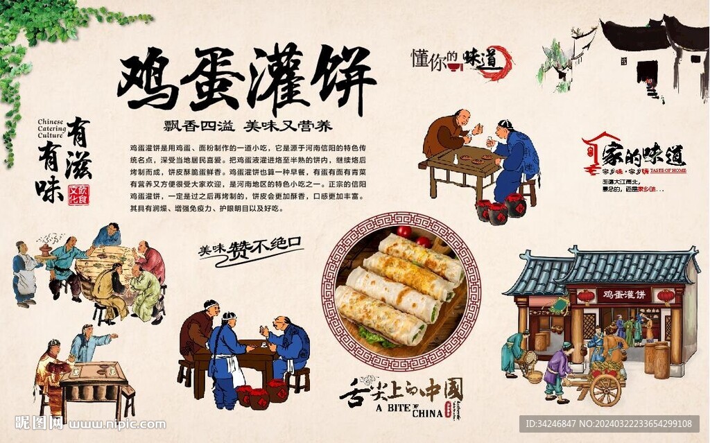 雞蛋灌餅背景墻