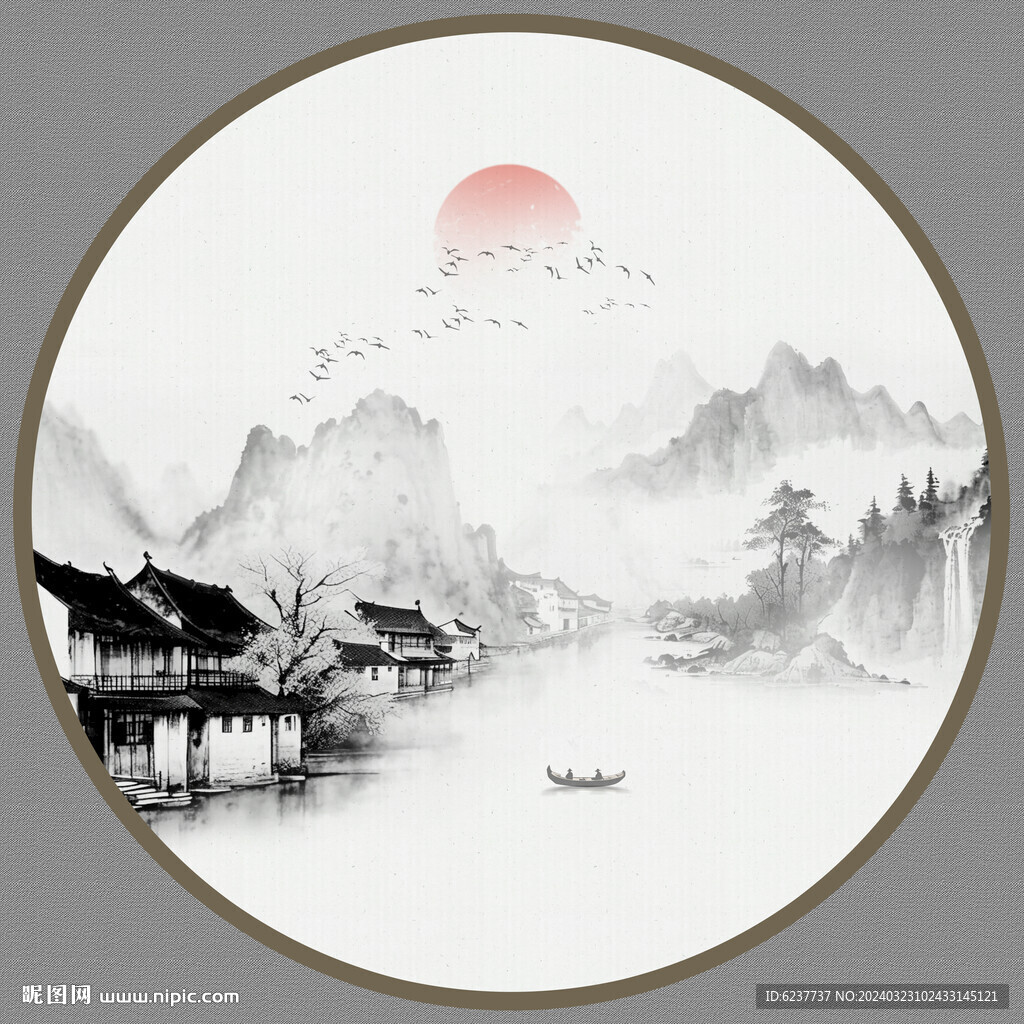 禪意水墨山水畫