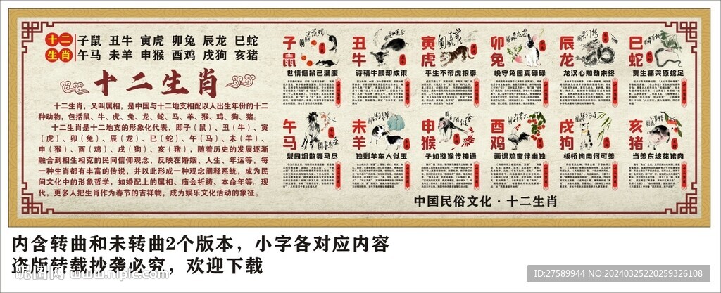 十二生肖海報(bào)展板掛畫宣傳文化