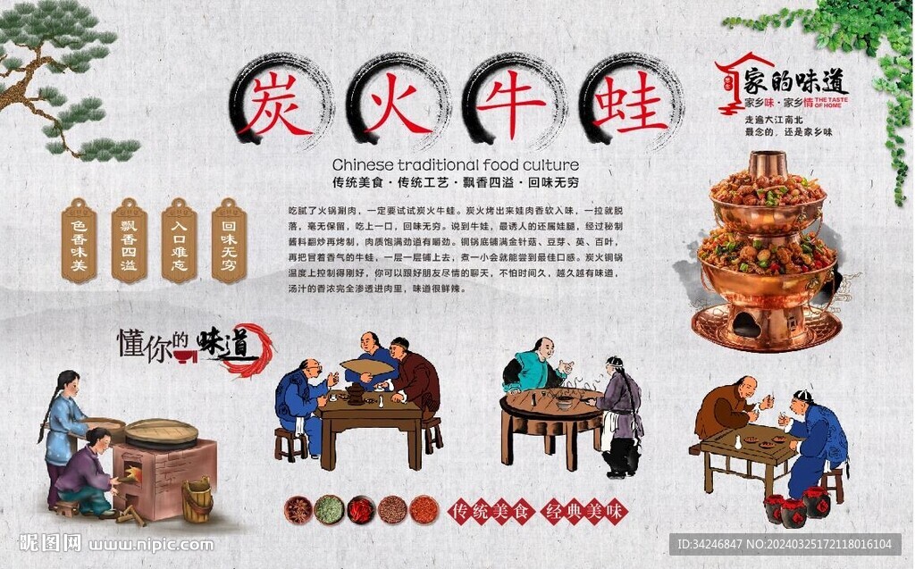 炭火牛蛙背景墻