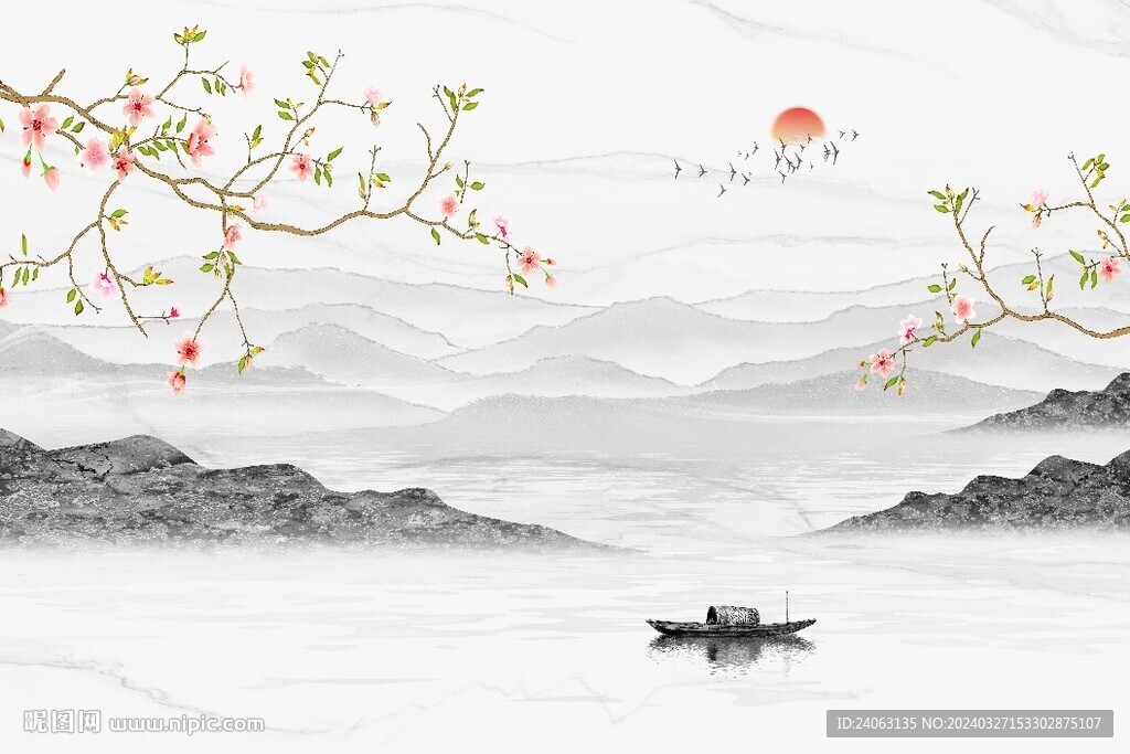 山水花鳥背景墻
