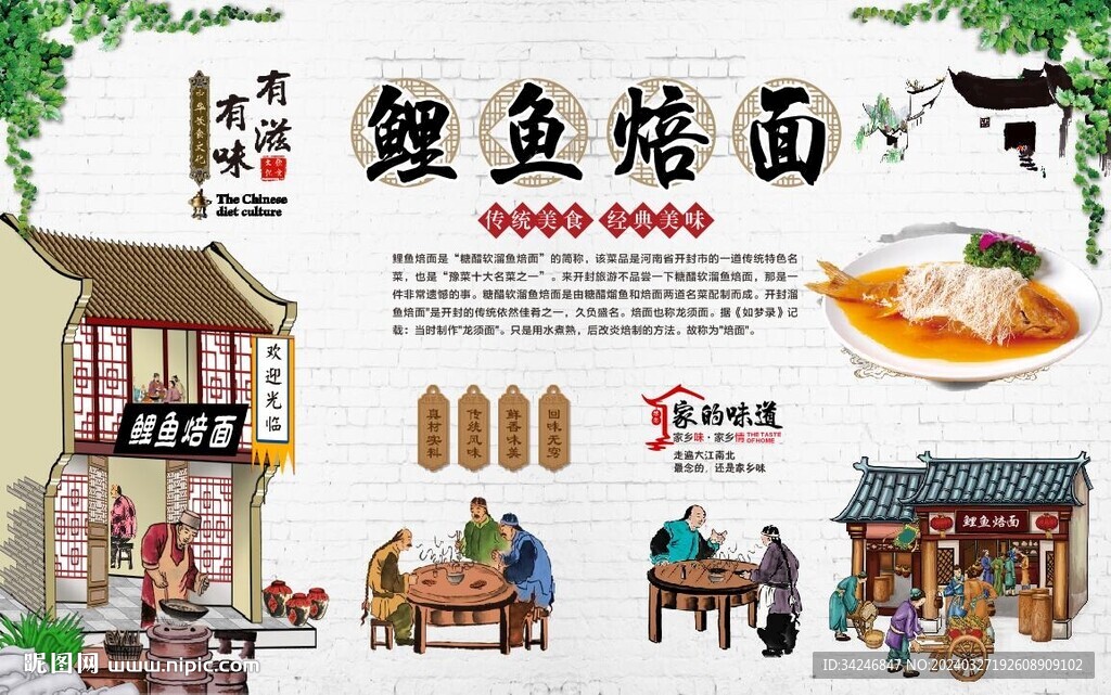 鯉魚焙面背景墻