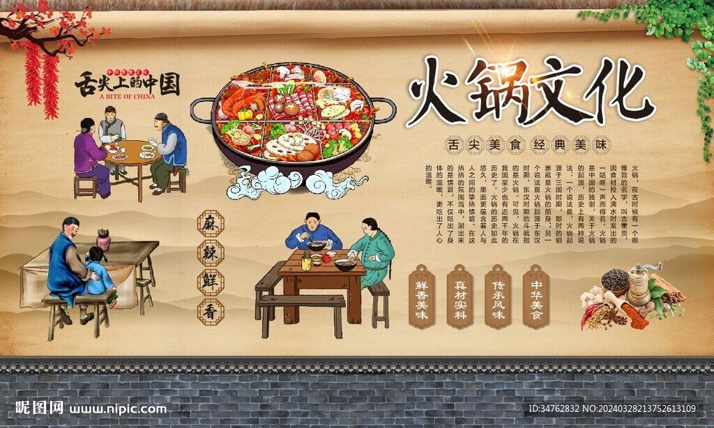 火鍋文化背景墻