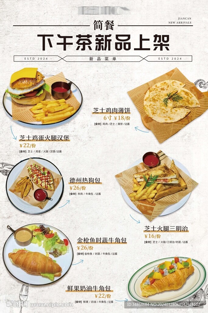 西餐菜單宣傳海報