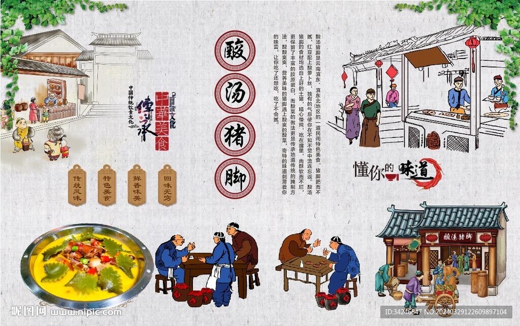 酸湯豬腳背景墻