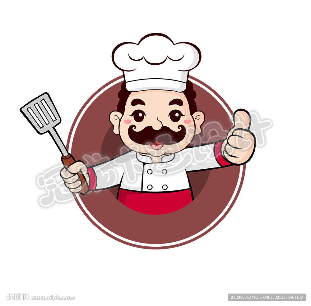 卡通大胡子廚師頭像版